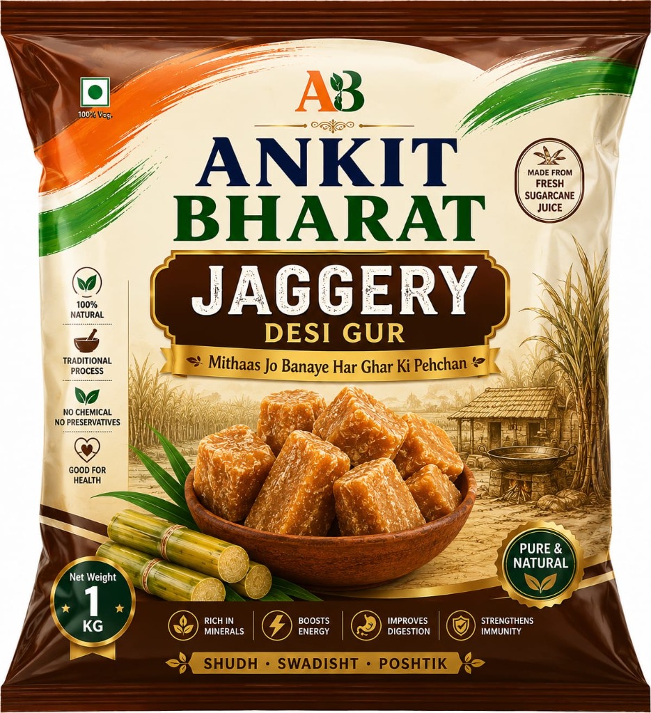 Ankit Bharat Jaggery Desi Gur 1KG